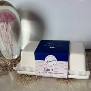 Home Essentials Porcelain Butter Dish in Cream